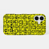 Coque iPhone 16 Yellow Doodle Pattern Phone Case – Abstract Black (Verso Horizontal)
