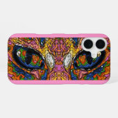Coque iPhone 16 Yeux de chat psychédélique super (Verso Horizontal)