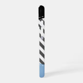 Coque iPhone 16 Zigzag gris, Chevron gris, Bleu, Votre nom (Côté gauche)