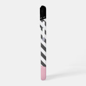 Coque iPhone 16 Zigzag gris, Chevron gris, Rose, Votre nom (Côté gauche)