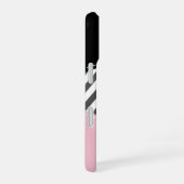 Coque iPhone 16 Zigzag gris, Chevron gris, Rose, Votre nom (Côté droit)