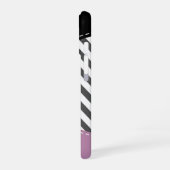 Coque iPhone 16 Zigzag gris, Chevron gris, Violet, Votre Nom (Côté gauche)