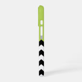 Coque iPhone 16 Zigzag Noir et Blanc, Chevron, Vert, Votre Nom (Côté gauche)