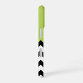 Coque iPhone 16 Zigzag Noir et Blanc, Chevron, Vert, Votre Nom (Côté droit)