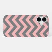 Coque iPhone 16 Zigzag rose et gris (Verso Horizontal)