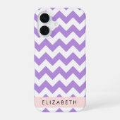 Coque iPhone 16 Zigzag Violet, Chevron Violet, Votre Nom (Verso)