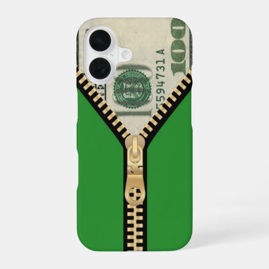 Coque iPhone 16 Zippeur d'argent 100 $ (Verso)
