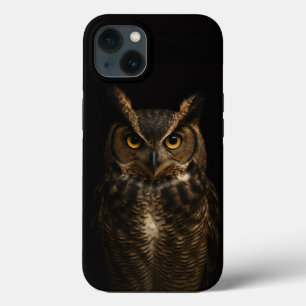 Coque iphone 4 Luxe Noir, hibou oré d'or