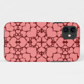 coque iPhone 5/5S "Playful Hearts - Rose & Rouge" (Dos (Horizontal))