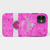 Coque iPhone 5 Tiara Princesse Argent Rose Chaud B (Dos (Horizontal))
