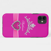 Coque iPhone 5 Tiara Princesse Argent Rose Chaud B (Dos (Horizontal))