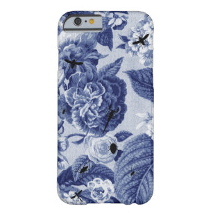 Coque iPhone 6 Barely There Bleu d'indigo botanique et abeilles dessinant