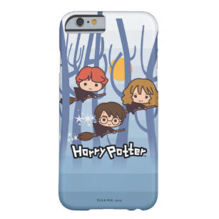 Coque iPhone 6 Barely There Caricature Harry, Ron, & Hermione Flying In Woods