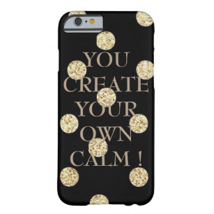 Coque iPhone 6 Barely There Elégant Chic Black Gold Dots-Motivational Message