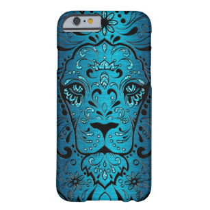 Coque iPhone 6 Barely There Lion Sugar Skull Metallic Blue Arrière - plan
