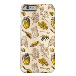 Coque iPhone 6 Barely There Organique vintage jaune d'or de ruche d'abeille de