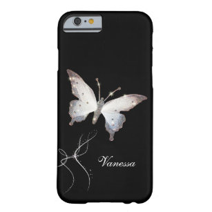 Coque iPhone 6 Barely There Papillon élégant et nom de charme d'étincelle de