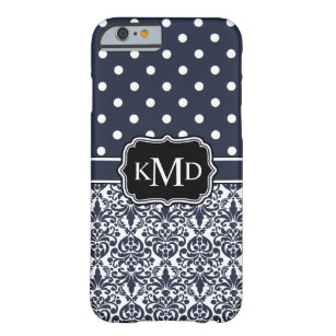 Coque iPhone 6 Barely There Trio Monogramme Navy Damask