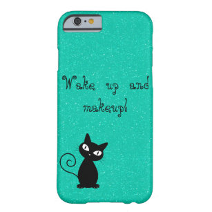 Coque iPhone 6 Barely There Whimsical Black Cat, Glittery-Réveillez-vous et ma