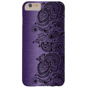 Coque iPhone 6 Plus Barely There Arrière - plan noir Paisley Lace violet