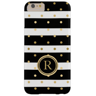 Coque iPhone 6 Plus Barely There Chic noir & blanc rayures Pois or