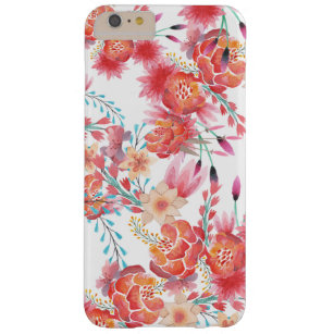 Coque iPhone 6 Plus Barely There Motif floral à la mode d'aquarelle de corail rose
