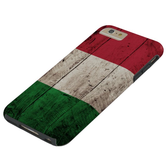 Coque iPhone 6 Plus Tough Drapeau de l'Italie sur le vieux grain en bois (Haut)