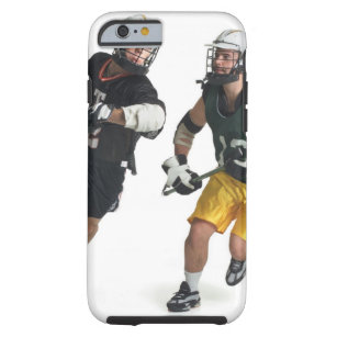 Coque iPhone 6 Tough deux joueurs masculins caucasiens de lacrosse de