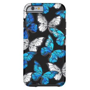 Coque iPhone 6 Tough Motif sans couleur foncée avec papillons bleus Mor