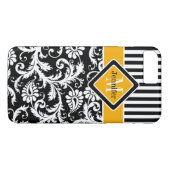 Coque iPhone 7 | Damas, bandes | Jaune 2 (Dos (Horizontal))