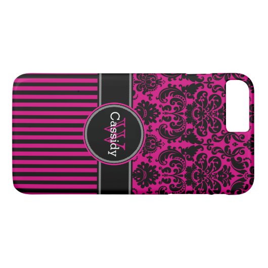 Coque iPhone 7 | Damas | Tracées | Fuchsia (Dos (Horizontal))