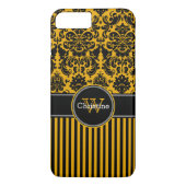 Coque iPhone 7 | Damas | Tracées | Mustard (Dos)