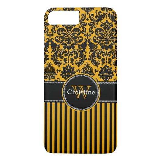 Coque iPhone 7 | Damas | Tracées | Mustard (Dos)