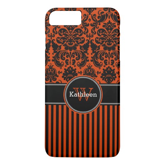 Coque iPhone 7 | Damas | Tracées | Orange (Dos)