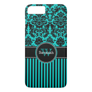Coque iPhone 7 Damas Tracées Turquoise