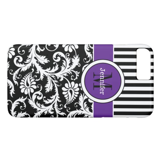 Coque iPhone 7 | Damas | Tracées | Violet (Dos (Horizontal))