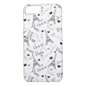 Coque iPhone 7 | Paris | Tour Eiffel | Coeurs (Dos)