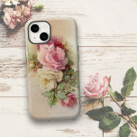 Coque iPhone 7 Plus Roses blanches et roses vintages peintes à la main<br><div class="desc">De beaux roses vintages fleurissent sur un arrière - plan doux et neutre.</div>