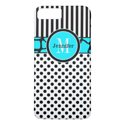 Coque iPhone 7 | Rayures, points | Aqua (Dos)