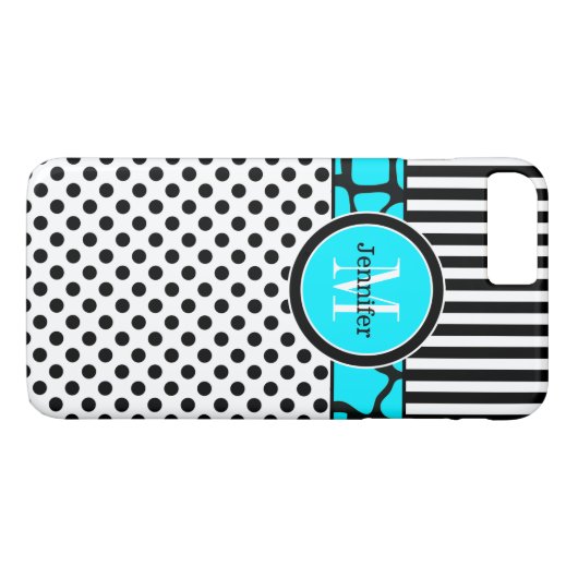 Coque iPhone 7 | Rayures, points | Aqua (Dos (Horizontal))