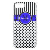 Coque iPhone 7 | Rayures, points | Bleu (Dos)