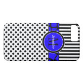 Coque iPhone 7 | Rayures, points | Bleu (Dos (Horizontal))