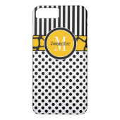 Coque iPhone 7 | Rayures, points | jaune (Dos)