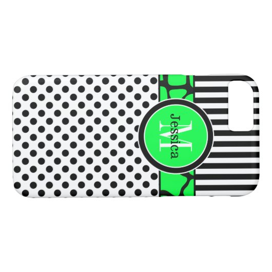 Coque iPhone 7 | Rayures, points | Lime vert (Dos (Horizontal))