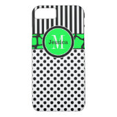 Coque iPhone 7 | Rayures, points | Lime vert (Dos)