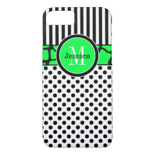 Coque iPhone 7 Rayures, points Lime vert