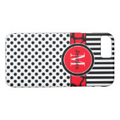 Coque iPhone 7 | Rayures, points | Rouge (Dos (Horizontal))