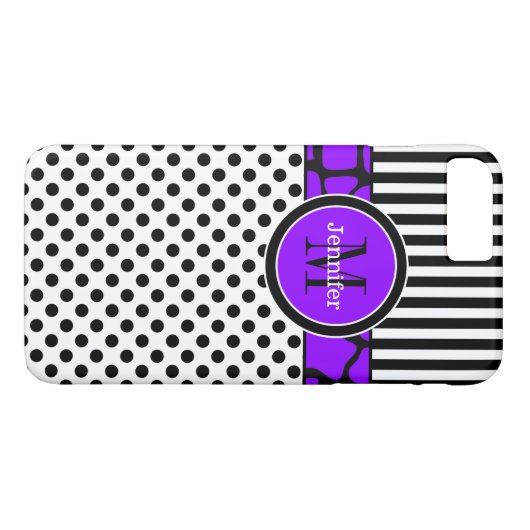 Coque iPhone 7 | Rayures, points | Violet (Dos (Horizontal))