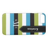 Coque iPhone 7 | Tracées | Bleu vert noir blanc (Dos (Horizontal))