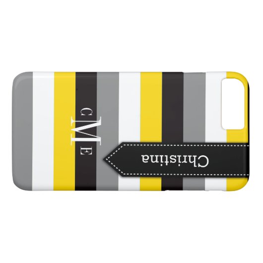 Coque iPhone 7 | Tracées | Jaune, gris, noir (Dos (Horizontal))